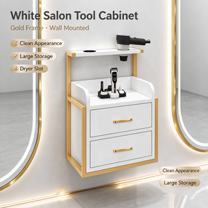 Moderno Gabinete de Pared con Espejo para Salón de Belleza, con Almacenamiento de Herramientas, Multiusos para Salón, Cocina, Baño - Product Image 1