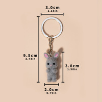 Vente en gros de peluche résine 3D lapin porte-clés flocage mignon lapin pompon porte-clés sac breloques animaux poupée résine Couple porte-clés