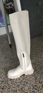 Sepatu bot tinggi wanita, Platform gaya panjang kain elastis ukuran besar 36-43 di atas lutut rajutan paha - Product Image 4