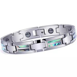 Bracelet chaîne pour homme en acier tungstène géométrique tendance, avec coque et anneau d'anniversaire thème fond marin, certifié par une tierce partie HAPPY DAY - Product Image 2