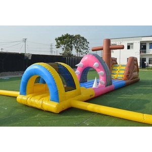 Tobogán inflable comercial para niños Pastel Combo Playground con piscina de agua con carrera de obstáculos - Product Image 5