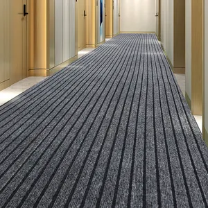 Custom Non-Slip 7 Stripes TPR Backing Indoor Outdoor Low Profile Hotel Modern Carpet Hallway Runner Rugs