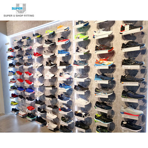 Étagères Commerciales pour Présentation de Chaussures, Design de Magasin de Sport, Présentoir Personnalisé, Support Mural en Marbre, Éclairage LED pour Baskets en Magasin - Product Image 1