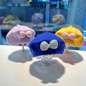 Automne hiver à la mode bébé fille béret tricoté laine <span class=keywords><strong>peintre</strong></span> dans le chapeau pour enfants de Style coréen et occidental - Product Image 3