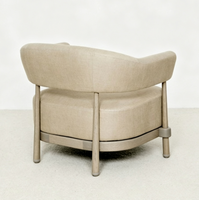 Fauteuil d'appoint moderne incurvé et rembourré, siège rond en tissu, pieds en bois, pour salon, hall d'hôtel, mobilier de loisirs