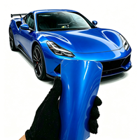 Film de protection de carrosserie automobile bleu métallisé de haute qualité en PET, autocollant décoratif sans bulles 1,52*17m