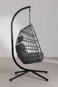 เก้าอี้ชิงช้าสานหวายพับได้สำหรับพักผ่อนบนระเบียงระเบียงเก้าอี้ทรงไข่แบบแขวน