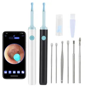 Outil de suppression de cérumen, otoscope de nettoyage d'oreille avec  lumière, kit de nettoyage d'oreille avec 5 pièces d'oreille, nettoyeur d' oreille avec caméra 1080p, outil de suppression de cérumen pour iPhone,  iPad