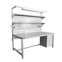 Banco de trabajo de ajuste de altura Leenol, Banco ESD, muebles de laboratorio, mesas de laboratorio, banco de trabajo de soldadura PCB con gabinete de herramientas