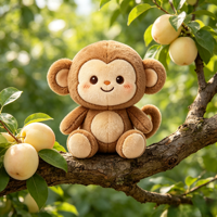 Boneka Monyet Cokelat Netral Zoo, Dapat Dikustomisasi Fitur Telinga dan Ekor, Mainan Hias untuk Dekorasi Rumah Keluarga