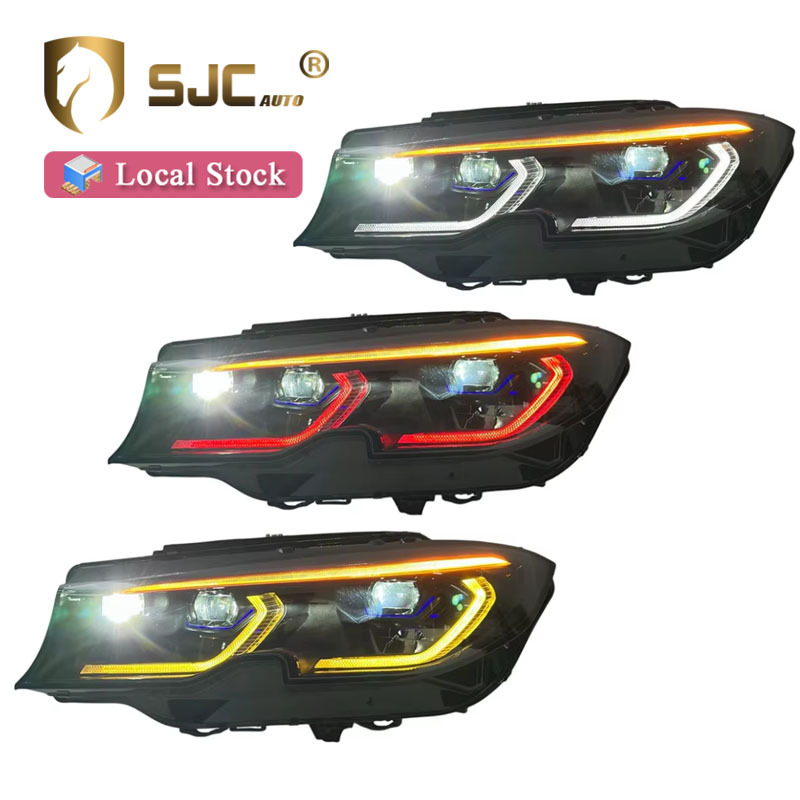 Sjc Tri-Color LED Headlight Assembly For BMW 3 Series G20 / G28 2020-2022 Yellow White Red DRL