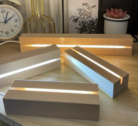 Base lumineuse acrylique LED bande de bois de hêtre bricolage simulation bouteille de vin petite veilleuse en bois massif décoration de base lumineuse