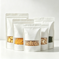 Sachet Doypack en papier kraft blanc uni avec fermeture éclair, qualité alimentaire, pour noix, haricots et snacks secs