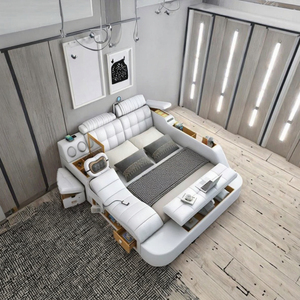 HAOYU Luxuriöses Leder Smart Schlafsofa Modern mit Stauraum Gestepptes Design Massage Weicher Holzrahmen Kundenspezifische Größe HY-010 - Product Image 2