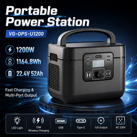Station d'alimentation portable 1200W 1164Wh avec batterie LiFePO4, batterie LiFePO4 12V AC/DC/USB-C, charge rapide pour la sauvegarde à domicile