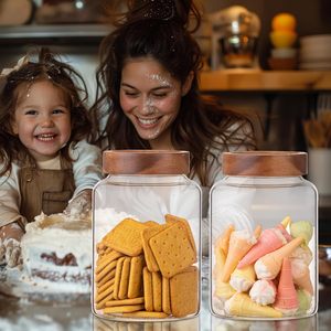 Wide Mouth Large Capacity <b>Kitchen</b> <b>Storage</b> Borosilicate Glass Spice <b>Storage</b> Container <b>Jar</b> with Thread Wooden Lid <b>for</b> Food <b>Storage</b> - Product Image 2