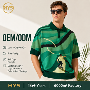 Polo da Uomo in Maglia di Cotone Personalizzata con Design Jacquard a Palme di Cocco, Maniche Corte e Colletto Risvoltato, Ideale per l'Estate - Product Image 1