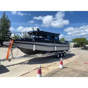 Barco de pontón de aluminio con certificado CE, barco de pesca de aluminio soldado, cabina Cruiser con inodoro separado y lavabo de mano, 9m