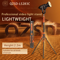 Trépied QZSD LS283C pour Éclairage de 220 CM, Support de Téléphone pour Diffusion en Direct, Anneau Lumineux et Lampe LED