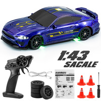 Voiture de course télécommandée à quatre roues motrices proportionnelle à l'échelle 1:43 avec gyroscope, éclairage à 7 couleurs, châssis en alliage, voiture de drift RC