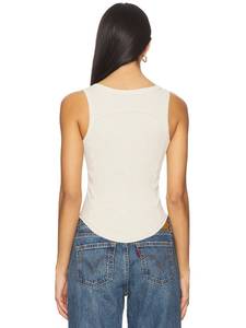 Top Corto con Cuello en V, Primavera-Verano 2026, Nuevo, Color Blanco Marfil, Básico y Versátil, Prenda Interior, Camiseta sin Mangas, 100% Poliéster - Product Image 3