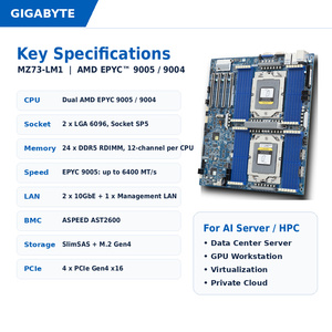 Placa Base para Servidor GIGABYTE MZ73-LM1 E-ATX, Doble AMD EPYC 9005/9004 SP5, DDR5 24 DIMM, PCIe Gen4, Estación de Trabajo con IA - Product Image 1