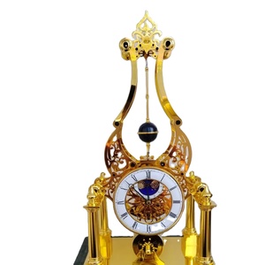 นาฬิ<span class=keywords><strong>กา</strong></span>ตั้งโต๊ะ/ติดผนัง แบบโครงกระดูก ไร้เสียง พร้อมฟังก์ชั่นแสดงข้างขึ้นข้างแรม  ทรงกรวยเคลือบทองสไตล์ฝรั่งเศส  แบบลูกตุ้มหมุน - Product Image 3
