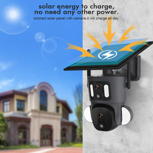 9 wát ống kính kép CCTV Camera chuyển động của con người theo dõi 4 gam Wifi Kép len liên kết IP PTZ camera với năng lượng mặt trời hệ thống bảng điều khiển - Product Image 4