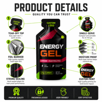 Sachets de gel énergétique personnalisés de forme spéciale, sachets liquides découpés à l'emporte-pièce de qualité alimentaire, emballages individuels pour la nutrition sportive et les gels énergétiques