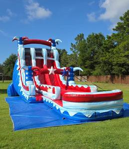 สไลเดอร์น้ำแบบเป่าลมสองเลน Star Spangled Splash สูง 40 ฟุต พร้อมสระว่ายน้ำ - Product Image 6