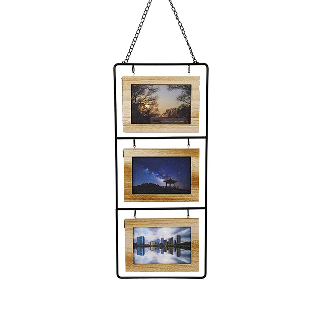 Manufacturer Supplier Rustic Washed White Wooden Picture Frame Wall Rustic Wall Photo Frames With Metal Outer Frame