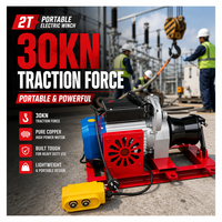 Treuil électrique YILI à commande manuelle, moteur entraîné, tire-câble portatif, crémaillère en acier rouge, boîtier moteur bleu, ensemble de tirage de câble pour tambour de travail