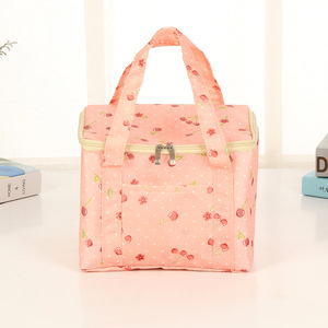 Floral Oxford Cloth Insulated Lunch Bag Large Capacity Square Ice Pack Hand Held Bento Bag Multipurpose Travel Storage - Product Image 3