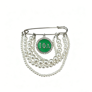 Nuevo Diseño de Broche Redondo de Hermandad Iota Phi Lambda 1929, Broche de Hermandad IPL con Esmalte Verde y Letras Griegas con Pedrería - Product Image 2