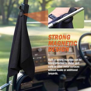 Serviette de golf promotionnelle personnalisée en microfibre gaufrée magnétique avec logo brodé - Product Image 5