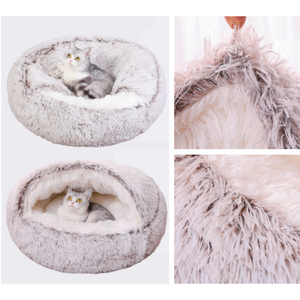 Cama para Mascotas 2 en 1 Multifuncional de Doble Uso, Cama Redonda de Felpa para Perros y Gatos, Camas para Mascotas de Felpa Suave Tipo Donut OEM para Perros y Gatos - Product Image 2