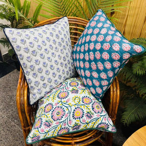 Block Print <b>Pillow</b> Cover Handmade Boho Cotton Cushion with Piping Design Cotton Fabric <b>Throw</b> <b>Pillow</b> Covers - Product Image 1