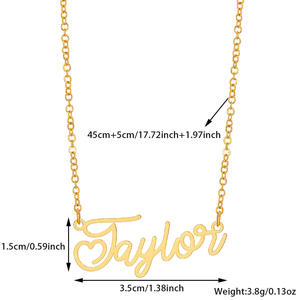 <span class=keywords><strong>Collier</strong></span> personnalisé en acier inoxydable 304 plaqué or 18 carats avec diamant, lettre personnalisée, chaîne en bambou transfrontalière, personnalisation unisexe - Product Image 4