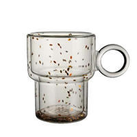 Gobelet en verre à double paroi 340ml personnalisé avec tasse en bambou empilable à paillettes poignée double couche pour café thé