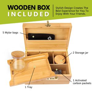 Wholesale Bamboo Large Stash <b>Box</b> With <b>Lock</b> and Hinged Lid Custom LOGO Wood Multi-purpose Storage <b>Box</b> for Smoking Accessories - Product Image 5