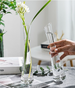 थोक पारदर्शी ग्लास लंबे वास होटल कृत्रिम व्यवस्था घर सजावट फूलों के वैसों - Product Image 4