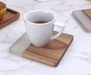 แผ่นรองแก้วเรซิ่นไม้กระถินเทศ ชุดแผ่นรองแก้วดีไซน์ศิลปะ สำหรับใช้ในบ้าน สำนักงาน รองเครื่องดื่ม ชา กาแฟ - Product Image 3