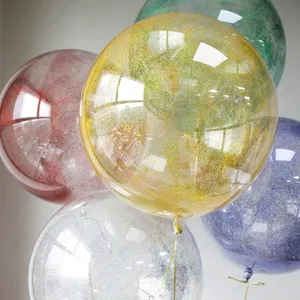 20 inç renkli altın Glitter toz dairesel payetler flaş lazer tozu balon Bobo topu önceden gerilmiş Bobo kabarcık balonlar