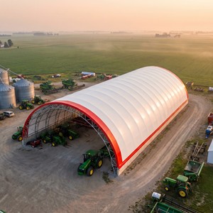 Structure <span class=keywords><strong>de</strong></span> stockage en acier galvanisé pour abri <span class=keywords><strong>de</strong></span> chevaux, hangar, entrepôt, ferme, avec membrane anti-UV et porte en tissu - Product Image 2