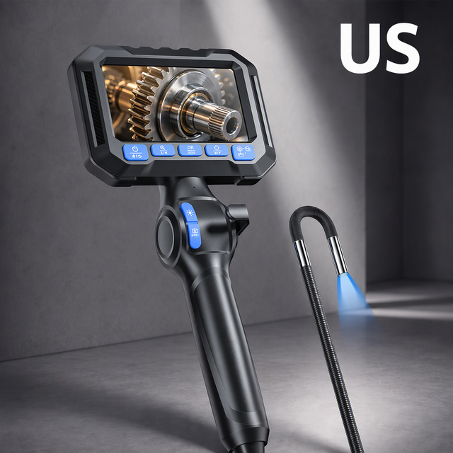 Z90 Portable Industrial Endoscope Professional 2-Ways 360 Steering Articulating Inspection Borescope Mini Camera HD Light Source