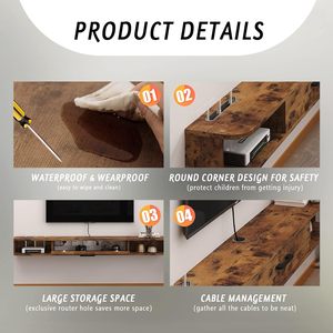 <span class=keywords><strong>Meuble</strong></span> TV suspendu, armoire murale <span class=keywords><strong>pour</strong></span> téléviseur, étagères flottantes avec porte, console multimédia moderne - Product Image 5
