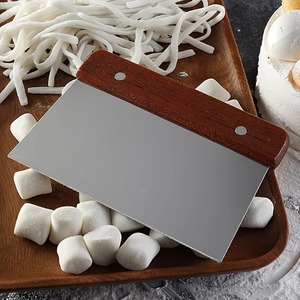 Coupe-pâte en acier inoxydable avec manche en bois, outil de pâtisserie rectangulaire pour le pain, la pizza et les pâtisseries - Product Image 6