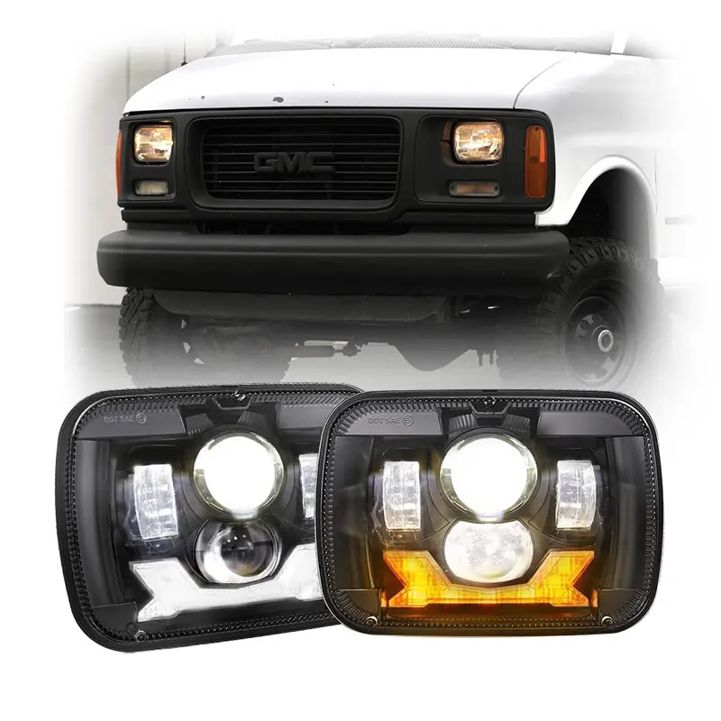 Gmc Savanaパーツ用1996-2017用5x7インチLEDヘッドライトGmc Savana Van 1500 2500 35004500アクセサリーカーゴバン