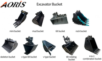 Bucket Excavator Baja Kekuatan Tinggi 200/300/450/600mm untuk Pembersihan Parit