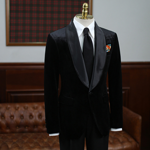 <strong>Men's</strong> Black <strong>Velvet</strong> Suit Shawl Lapel Slim Fit Luxury Tuxedo <strong>Jacket</strong> for Wedding Gala Evening Party <strong>Dinner</strong> <strong>Jacket</strong> Premium - Product Image 1